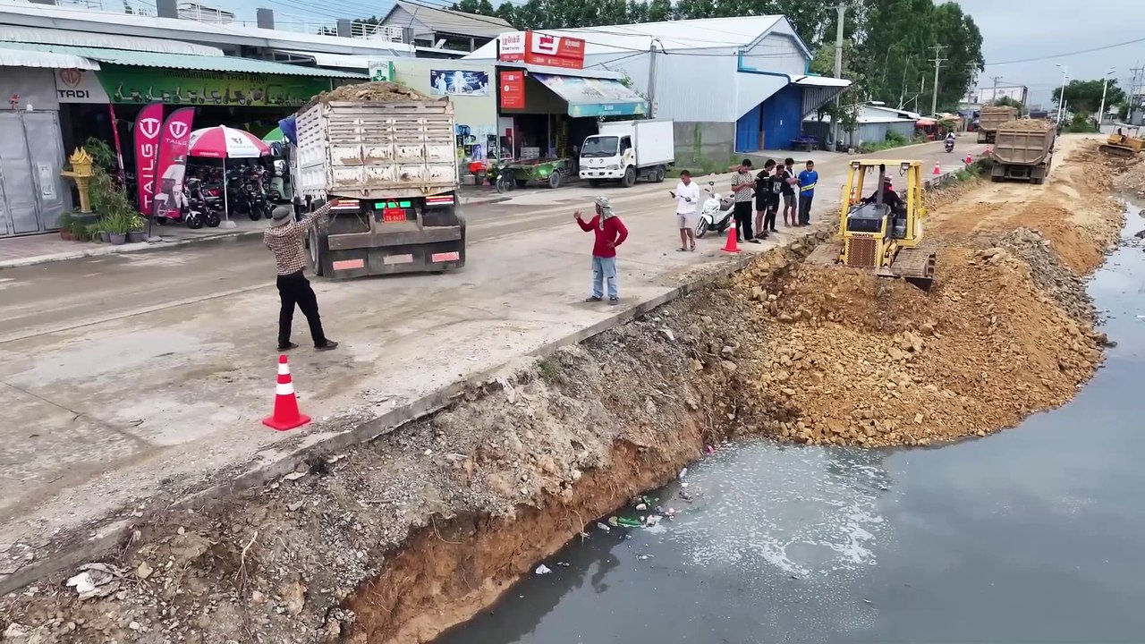 Wonderful!! Building Foundation Village Road Construction By Dozer Komat’su D31PX Pushing Soil Rock