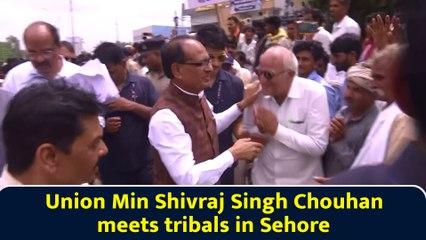 Union Min Shivraj Singh Chouhan meets tribals in Sehore