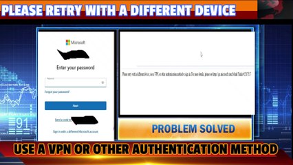 Please Retry With A Different Device Or Use A VPN | Fix Microsoft Login Error |Hotmail sign in Error | How to Solve Microsoft Login Error please Retry in Urdu