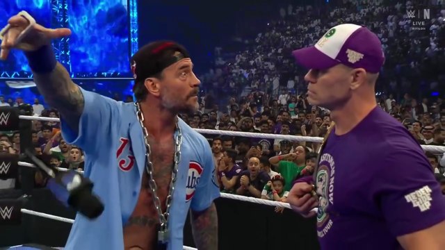 WWE Smack Down _June 2025 - John Cena feeling disrepected upon CM Punk making a mocking entrace as John Cena thuganomics