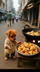 The.poor puppy didn't have a samosa so his rich friends making fun of him