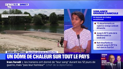 Dôme de chaleur: "Aujourd'hui, notre bâti scolaire n'est pas adapté au réchauffement climatique", constate Sophie Vénétitay, secrétaire générale du SNES-FSU