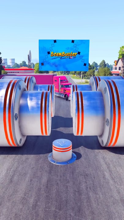 Colored Trucks & School Bus vs Crushers -