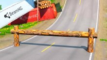 Colored Trucks & School Buses vs Log Trap - BeamNG.Drive