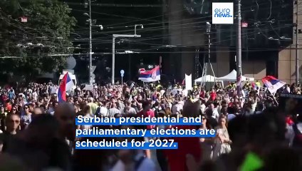 Riot police clash with student-led protesters calling for snap elections in Serbia