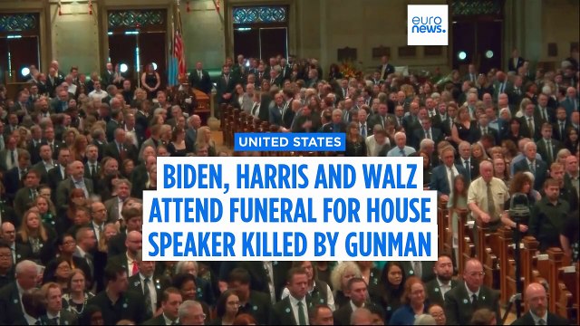 Biden, Harris and Walz attend funeral for former Minnesota House Speaker Melissa Hortman