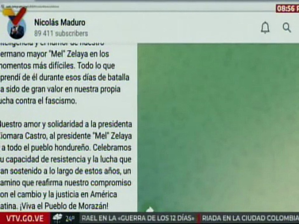 Pdte. Nicolás Maduro recuerda con firmeza los 16 años del golpe de Estado contra Manuel Zelaya
