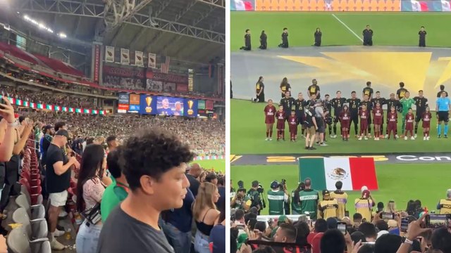 Afición mexicana entona el Himno Nacional Méxicano listos para arrancar el partido contra Arabia Saudita