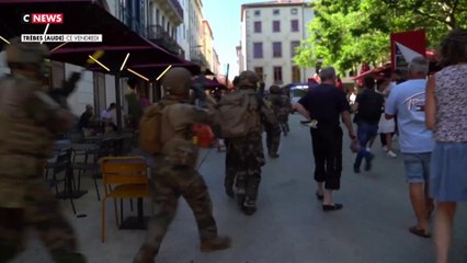 Carcassonne : entraînement militaire en pleine rue de la ville