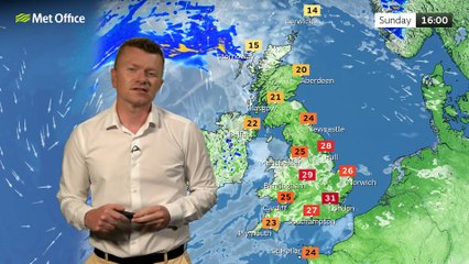 Met Office Sunday afternoon weather forecast 29/06/2025