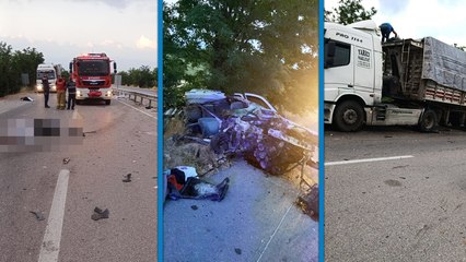 Emniyet şeridindeki TIR'a otomobil çarptı: 4 ölü