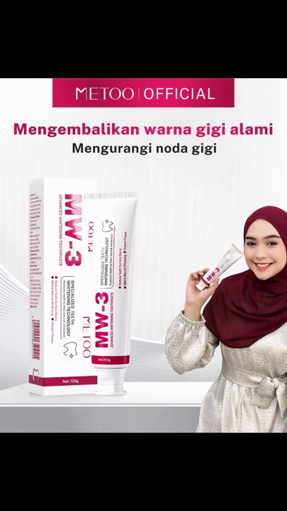 METOO MW-3 Pasta Gigi Whitening 100g - Probiotik, Atasi Gigi Sensitif & Karang Gigi | BPOM Aman
