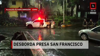 Tras lluvias, se desborda la presa San Francisco en la Álvaro Obregón; afecta vialidades