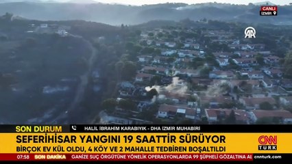 Seferihisar'da orman yangını: Fırtına alevleri körüklüyor