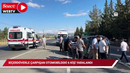 Biçerdöverle çarpışan otomobildeki 6 kişi yaralandı