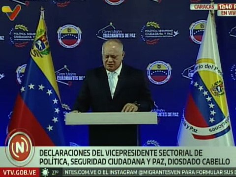 Vpdte. Sec. Cabello: Incautamos en el estado Falcón más de 3 toneladas de marihuana