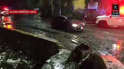 Fuerte lluvia causa inundaciones y desborde de presa en Álvaro Obregón, CdMx