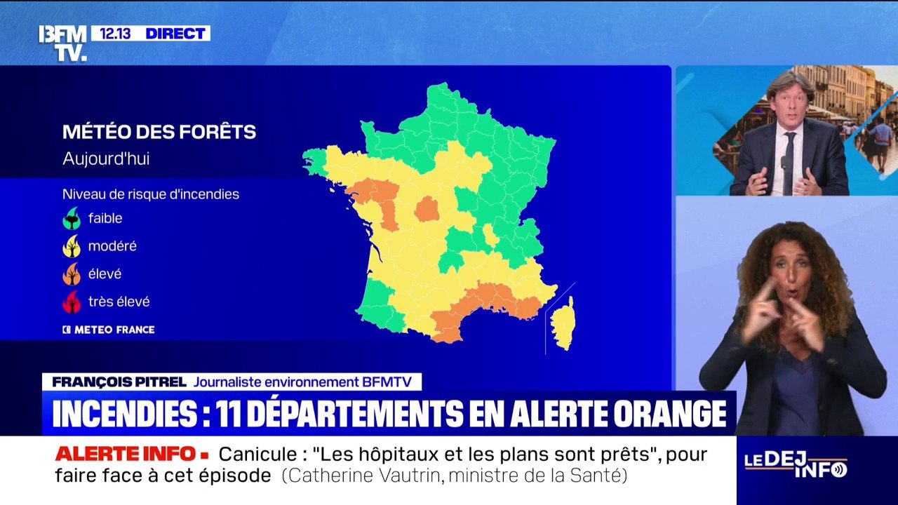 Feux de forêts: 11 départements en risque d'incendies "élevé" ce lundi