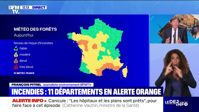 Feux de forêts: 11 départements en risque d'incendies élevé ce lundi