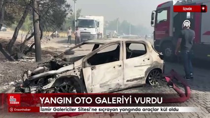 İzmir Galericiler Sitesi’ne sıçrayan yangında araçlar kül oldu