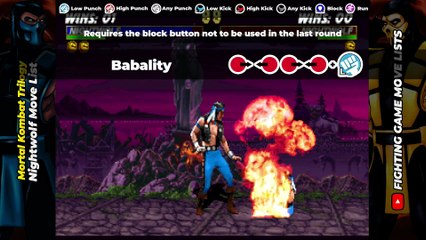 NIGHTWOLF MOVE LIST - Mortal Kombat Trilogy (MKT)