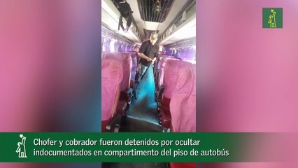 Chofer y cobrador fueron detenidos por ocultar indocumentados en compartimento del piso de autobús