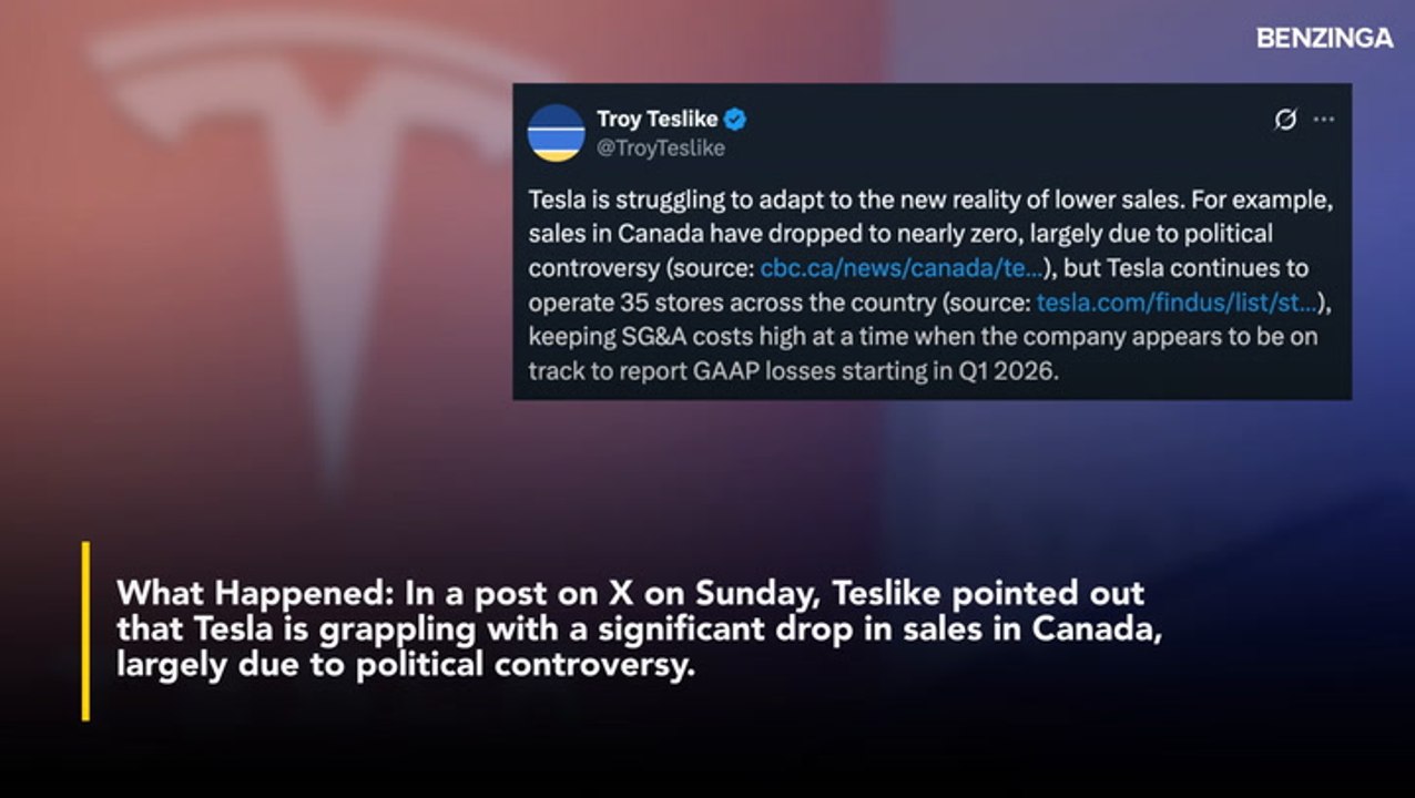 Tesla Sales In Canada Have Dropped To 'Nearly Zero,' Says Researcher, Expects Tesla May Report Losses Starting 2026