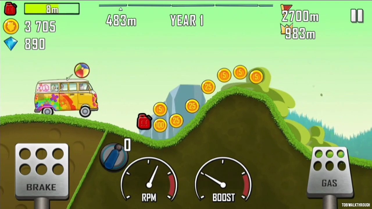 Hill Climbing Racing Part 6 : Hippie Van Madness + Destroy Van (Android/iOS Gameplay Walkthrough)