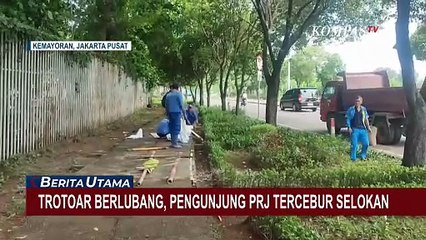 Evakuasi Pengunjung PRJ Tercebur ke Selokan Gara-Gara Trotoar Bolong di Kemayoran
