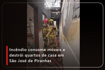Incêndio consome móveis e destrói quartos de casa em São José de Piranhas