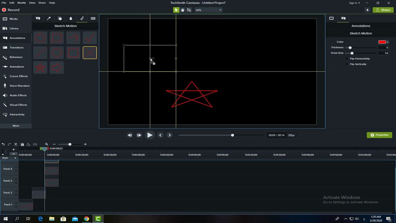 sketch motion in Camtasia studio