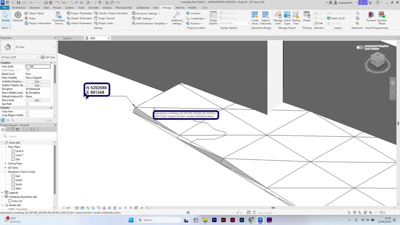 TopoExport.com - Revit Tutorial How to Georeference a Topographic File Using EPSG Coordinates