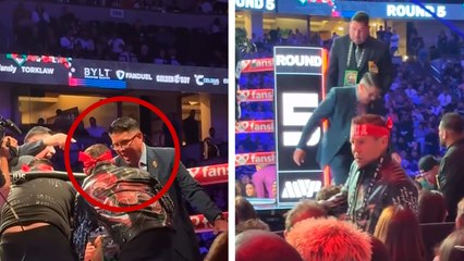 Julio César Chávez se salta la seguridad para darle consejos a su hijo en plena pelea