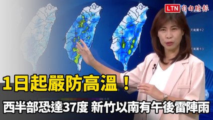 1日起嚴防高溫！西半部氣溫恐達37度 新竹以南有午後雷陣雨