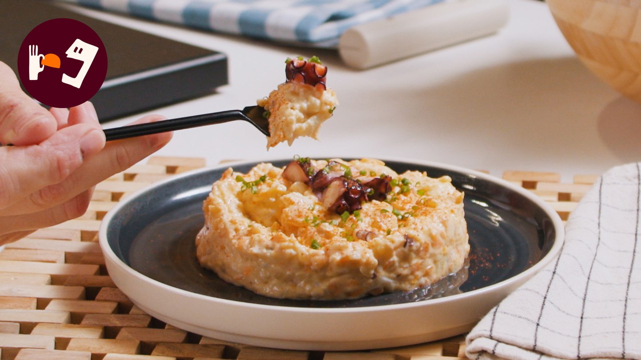 Ensaladilla de gambas al ajillo con pulpo, realmente deliciosa y con pocos ingredientes