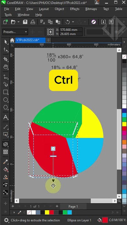 How to draw pie chart easily in CorelDraw - Cách vẽ biểu đồ hình tròn dễ dàng trong CorelDraw