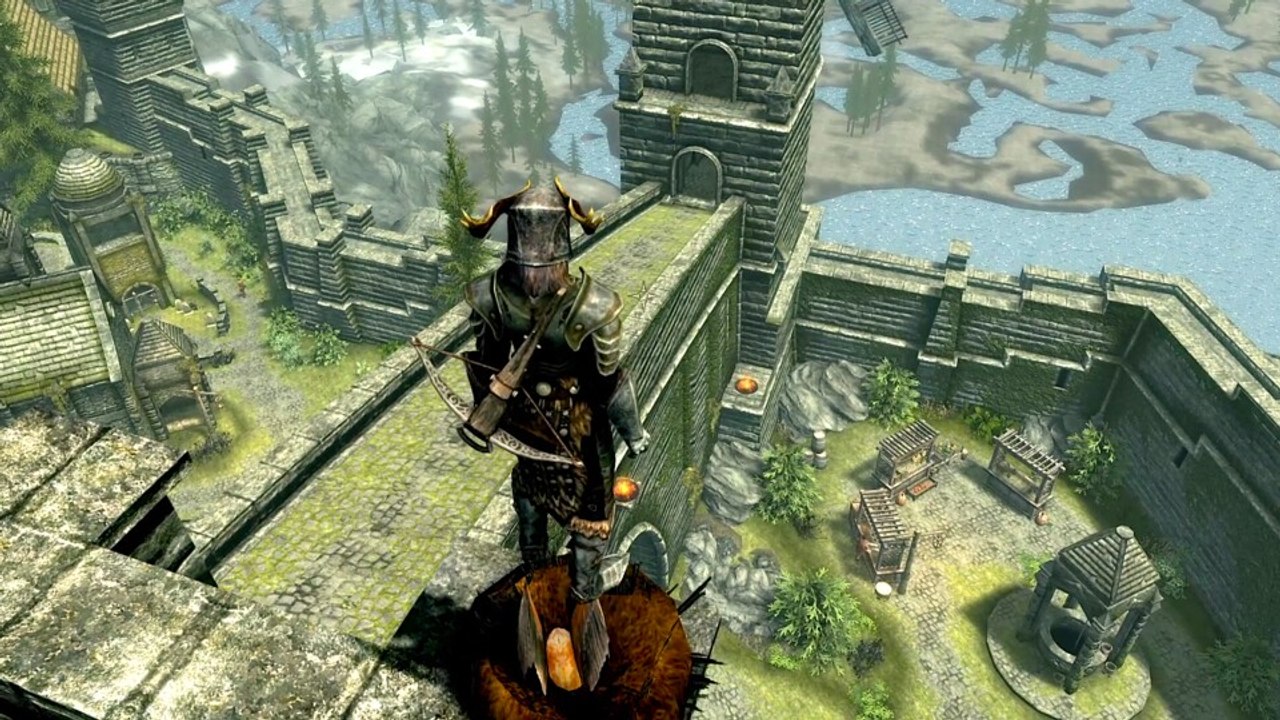 Wir kommen in Skyrim auf dumme Gedanken und lassen uns von einem Vogel durch die Lüfte tragen