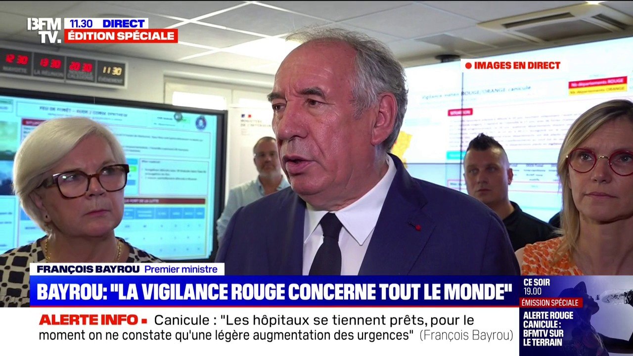 Canicule: "Les hôpitaux se tiennent prêts, pour le moment, on constate une légère augmentation des urgences", note François Bayrou