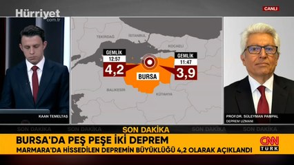 Bursa'da peş peşe iki deprem