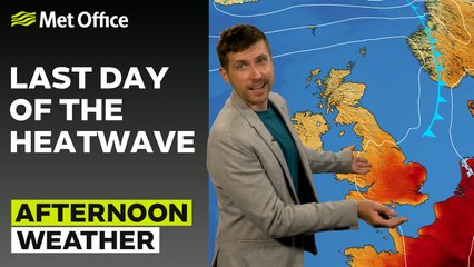 Met Office Afternoon Weather Forecast 01/07/2025 -  Hot afternoon in the southeast