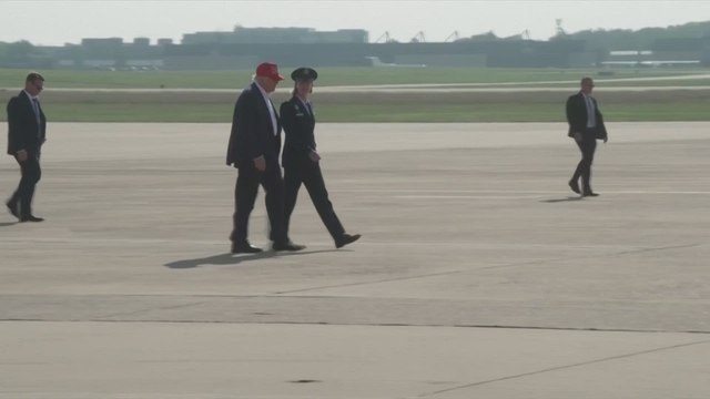 Trump Stumbles on Stairs, Then Speeds Up to Shake It Off