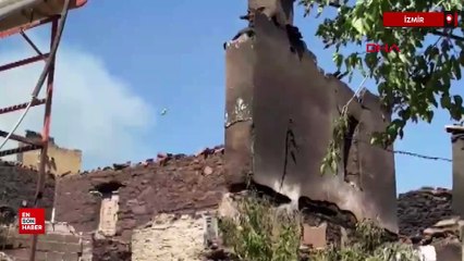 Ödemiş’teki orman yangınında bazı evler zarar gördü