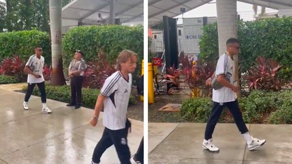 Mbappé llega al Hard Rock Stadium para el juego entre Real Madrid y Juventus