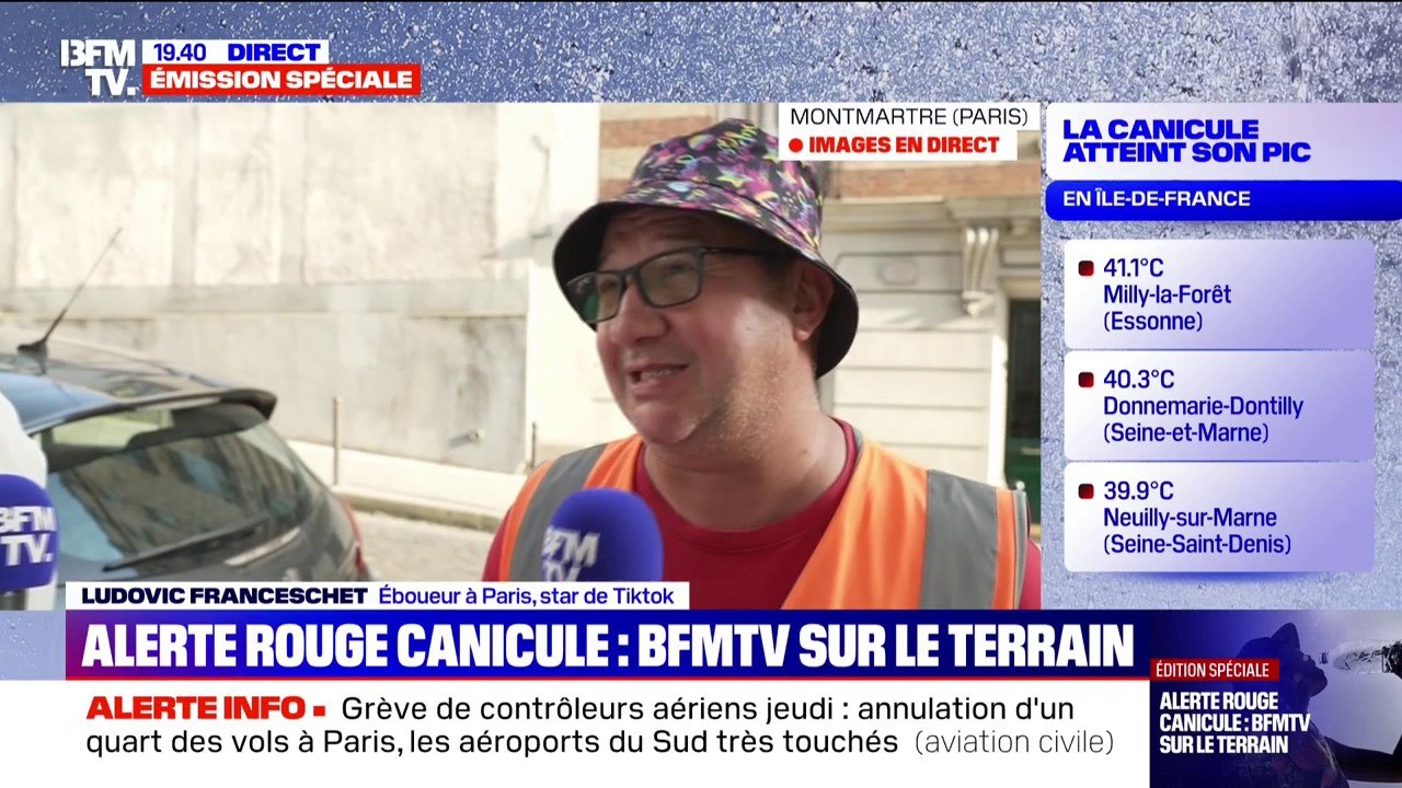 Canicule: ”Hier, j'ai travaillé, hier j'ai suffoqué”, réagit Ludovic Franceschet, éboueur et vidéaste sur Tiktok