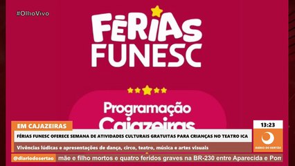 Férias Funesc oferece semana de atividades culturais gratuitas para crianças em Cajazeiras