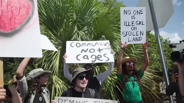 'Heartbreaking and infuriating' - protesters rally as Trump tours Alligator Alcatraz