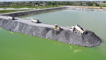 SHATUI Bulldozer DH17 C3 & A lot of SHACHMAN Dump Trucks Working to Construct New Project
