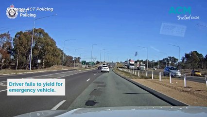 Driver fails to yield for emergency vehicle. Footage: ACT Policing