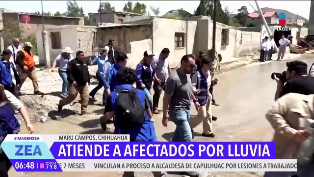 Maru Campos recorre zonas afectadas por las lluvias en Chihuahua