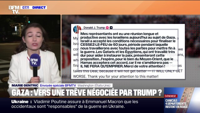 Gaza: Donald Trump affirme qu'Israël a accepté les conditions nécessaires pour finaliser le cessez-le-feu de 60 jours